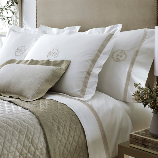 Alina Quilted Coverlet Set | Luxury Italian Linen Sateen